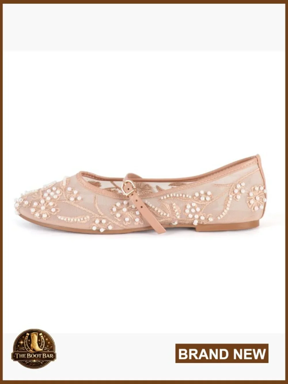 Women's Floral Mesh Ballet Flats with Strap - Round Toe, Slip On, Breathable,